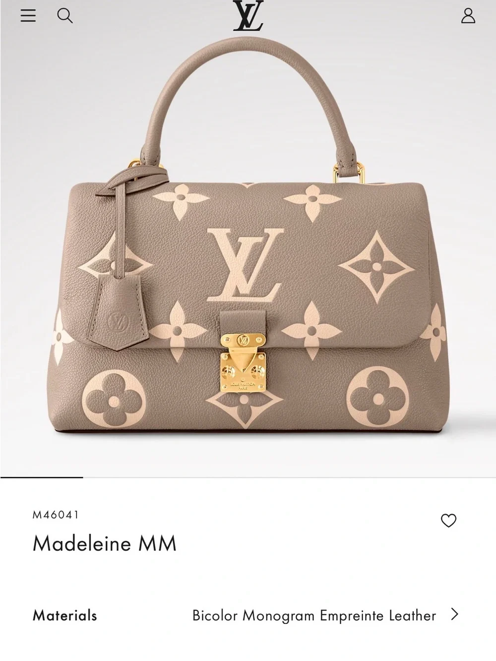Louis Vuitton Madeline MM bicolor monogram with Gold Hardware